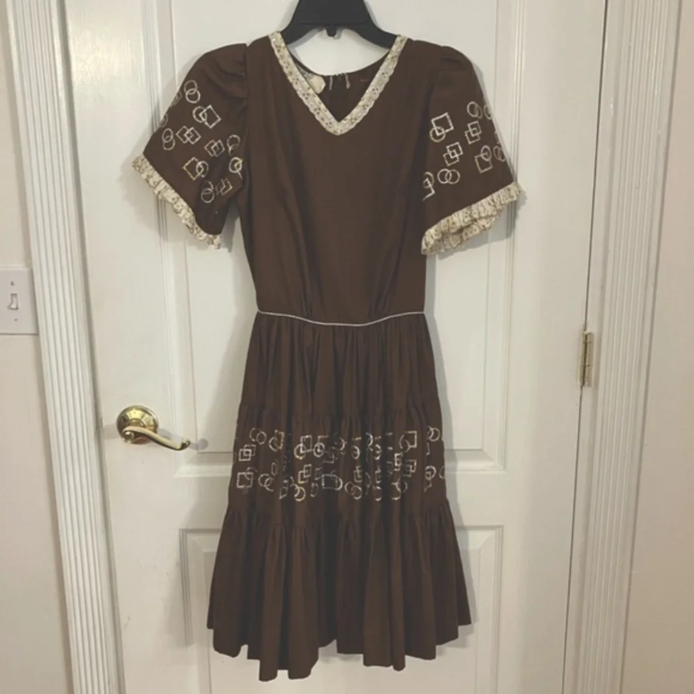 Vintage Western Wear Dress- Rockmount Ranch Wear Size 10 Brown - Picture 1 of 8